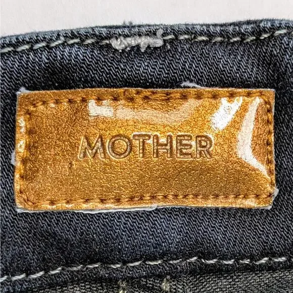 Mother Jeans Looker Womens 28 Charcoal Black Skinny High Waist Coffee Tea or Me - Picture 8 of 12